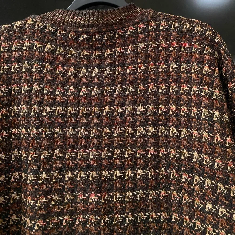 Protege Men's Retro  Style Houndstooth Crew Neck Sweater, Size L